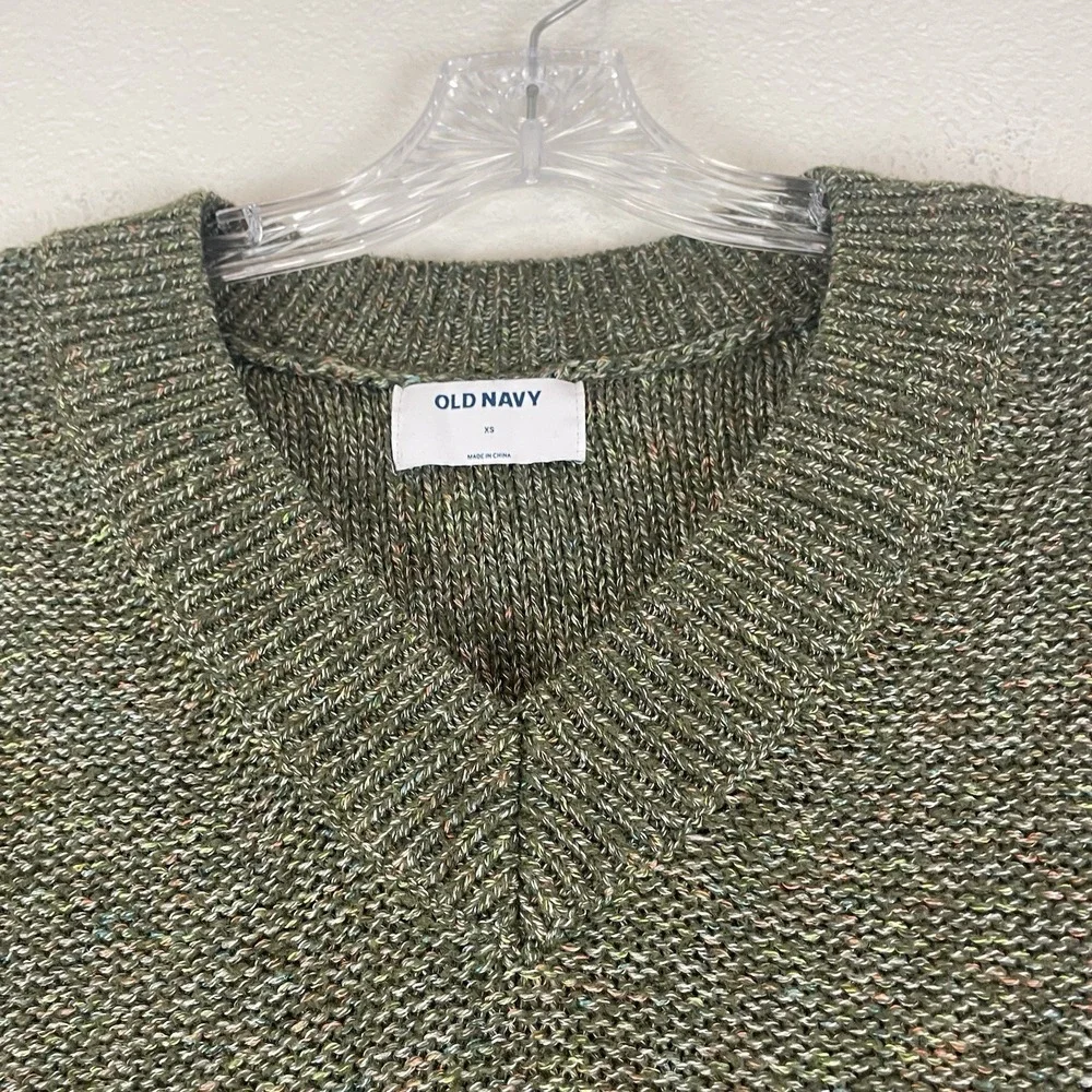 Old Navy Sweater Womens XS Goblincore Forest‎ Pullover Green Marled V-neck